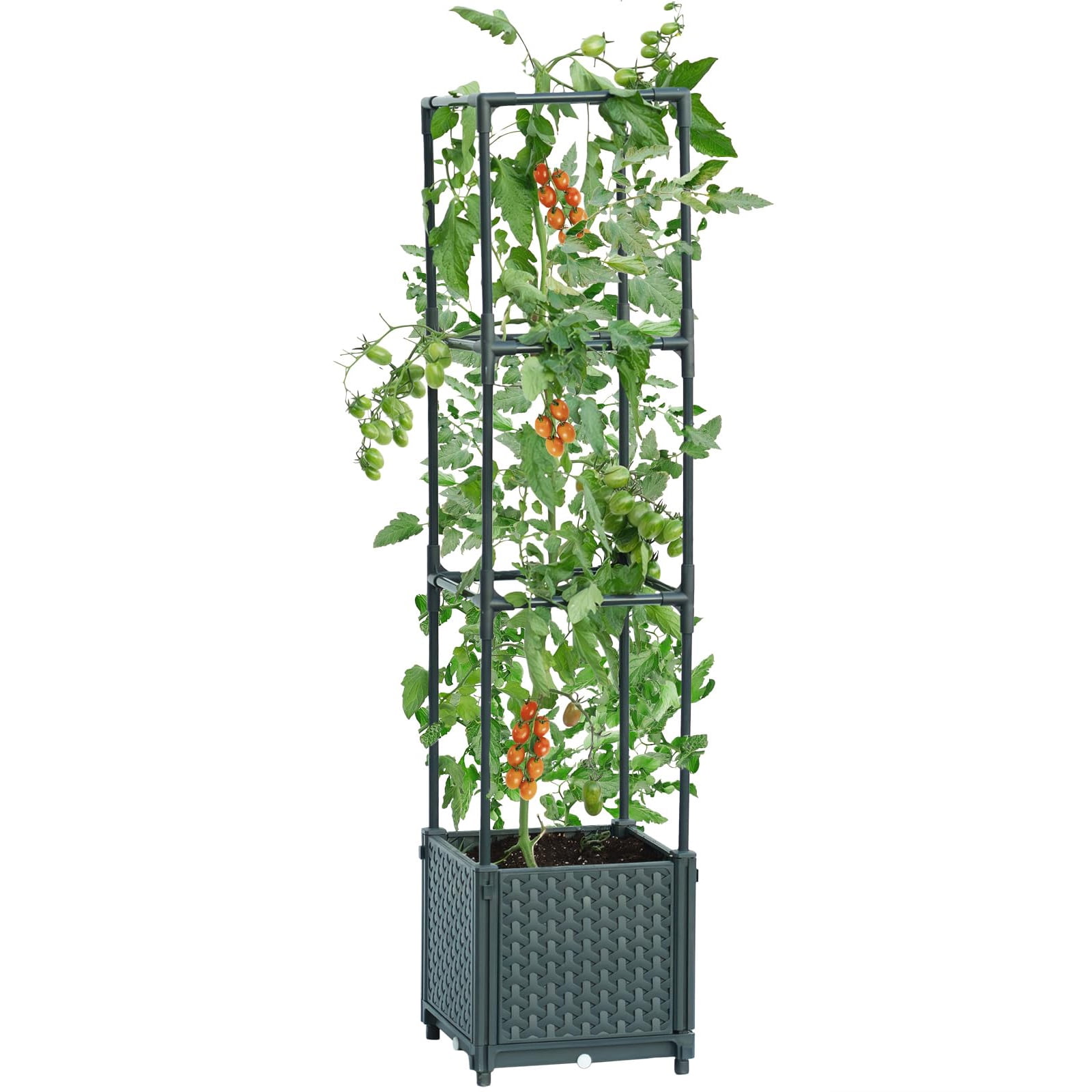 Tomato Planters 41'' Raised Garden Bed Planter Box with Trellis for Climbing Plants Vegetable Vine Flowers Tomatoes Cage w/Self-Watering \u0026 Wheels